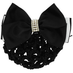 Barrette résille pour cheveux Equithème Perle Noir / blanc