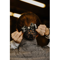 Barrette résille pour cheveux Equithème Perle Noir / blanc