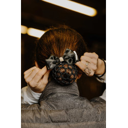 Barrette résille pour cheveux Equithème Perle Noir / blanc