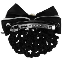 Barrette résille pour cheveux Equithème Perle Noir / blanc