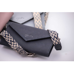 Pochette Pénélope Phone Pocket cuir perforé noir