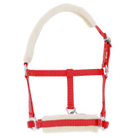 Halster veulen Riding World synthetische schapenvacht Rood
