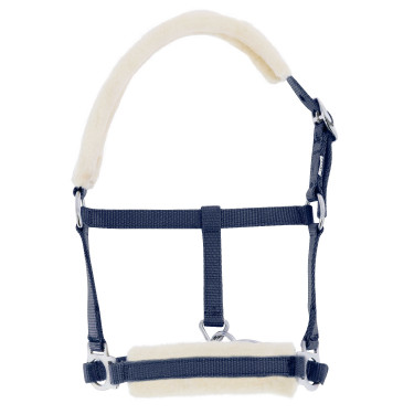 Halster veulen Riding World synthetische schapenvacht Marineblauw