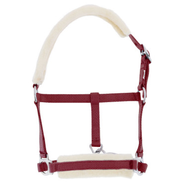 Halster veulen Riding World synthetische schapenvacht Rood