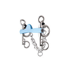 Mors pelham Metalab Flexi demi-lune branches courtes Bleu