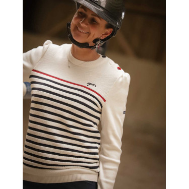 Trui Pénélope x Saint James Maelle Ecru / marine / rood Motieven