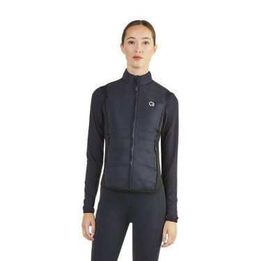 Ego7 Dea dames gewatteerd mouwloos vest met stretch zijkanten Marine Marineblauw