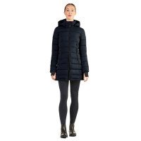 Lange gewatteerde parka Ego7 Era met afneembare capuchon voor dames Marine Marineblauw