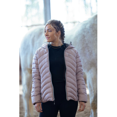 Doudoune réversible Je t'aime Equithème Lutha Noir / rose