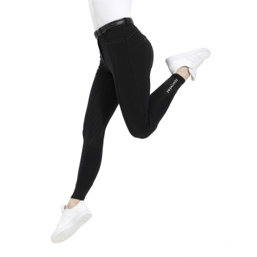 Broek Equithème Safir siliconen zitvlak Zwart / blauw