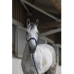 Halster + lijn Equitheme Satiné Marine / turquoise Blauw