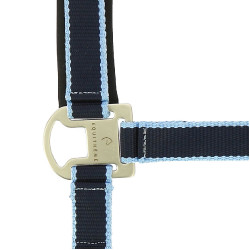 Halster + lijn Equitheme Satiné Marine / lichtblauw