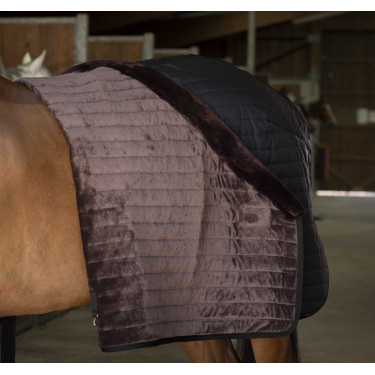 Couverture d'écurie Equithème Teddy doublée mouton synthétique Noir / marron