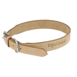 Leren halsband Diego & Louna voor hond Natuurlijk Bruin