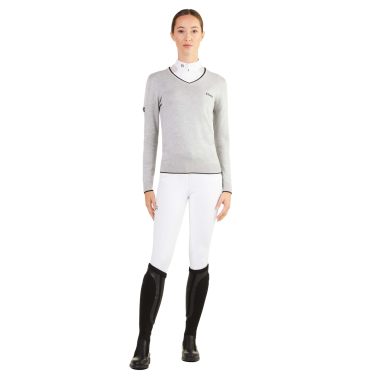 Pull col V Ego7 Vic femme Gris