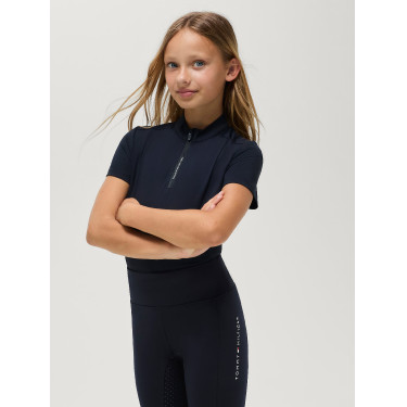 Trainingspolo Palma Tommy Hilfiger Equestrian 1/4 rits Young Rider korte mouwen Woestijnlucht Blauw Trainingspolo Palma Tommy Hilfiger Equestrian 1/4 rits Young Rider korte mouwen Woestijnlucht Blauw