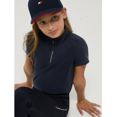 Polo d'entrainement Palma Tommy Hilfiger Equestrian 1/4 Zip Young Rider manches courtes Desert sky Bleu