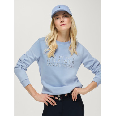 Trui met ronde hals Belair met strass Tommy Hilfiger Equestrian dames Zacht blauw
