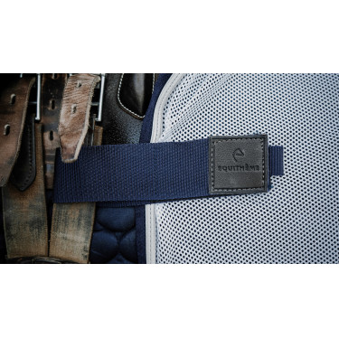 Vierkante Equithème Flycool-zadeldek voor de achterhand Marine / wit Blauw