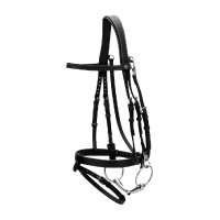 Bridon Cuir Plat Avec Mousquetons Dy'on Noir