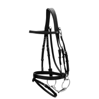 Bridon Cuir Plat Avec Mousquetons Dy'on Noir