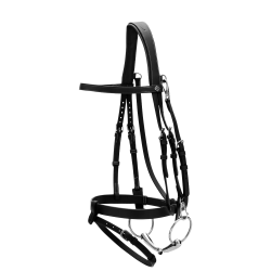 Bridon Cuir Plat Avec Mousquetons Working by Dy'on Noir Bridon Cuir Plat Avec Mousquetons Working by Dy'on Noir