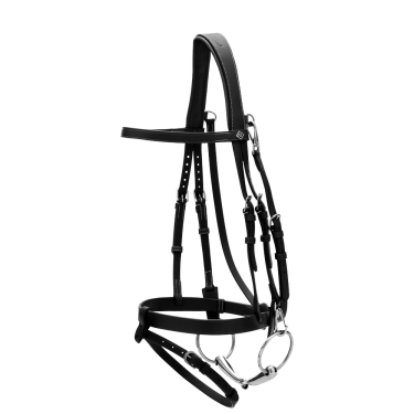 Plat Lederen Hulpteugel Met Musketons Working by Dy'on Zwart