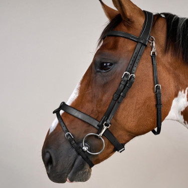 Bridon Cuir Plat Avec Mousquetons Working by Dy'on Noir Bridon Cuir Plat Avec Mousquetons Working by Dy'on Noir