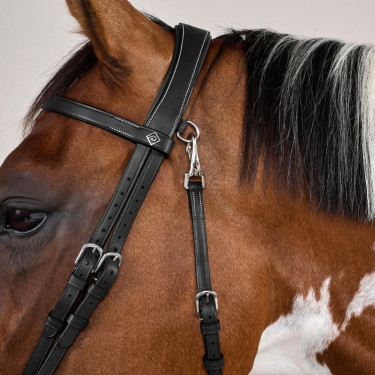 Bridon Cuir Plat Avec Mousquetons Working by Dy'on Noir Bridon Cuir Plat Avec Mousquetons Working by Dy'on Noir