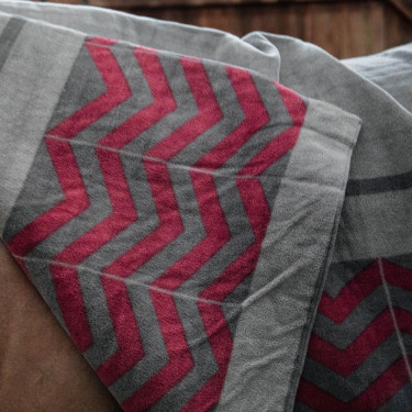 Couverture Séchante Carré Heavy Fishbone Kentucky Bordeaux