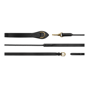 Rênes allemandes Leather/Nylon 5/8 D Collection by Dy'on Noir