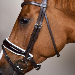 Bridon Working by Dy'on Combiné Neusriem Breed Vernis Witte Voering Bruin