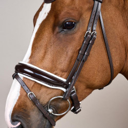 Bridon Working by Dy'on Combiné Neusriem Breed Vernis Witte Voering Bruin