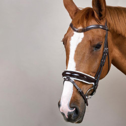 Bridon Working by Dy'on Muserolle Combinée Large Vernie Doublure Blanche Brun Marron