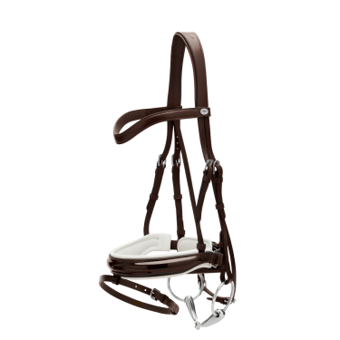 Bridon Working by Dy'on Combiné Neusriem Breed Vernis Witte Voering Bruin