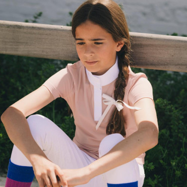 Polo de concours Kentucky Tokyo manches courtes fille Vieux rose