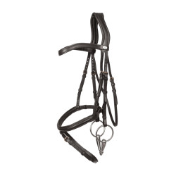 Bridon Muserolle Combinée Dy'on en Cuir Souple Noir