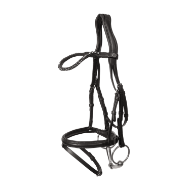 Bridon Muserolle Moyenne Combinée Cuir Souple Dy'on Noir
