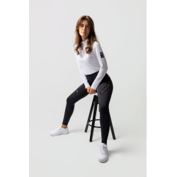 Strakke rijbroek B Vertigo Jenny met leren zitvlak voor dames Zwart