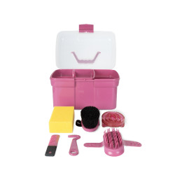 Boîte et brosses de pansage Horze enfant Violet rouge Bordeaux