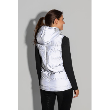 Gewatteerde mouwloze damesbodywarmer Horze reflecterend Reflecterend zilver