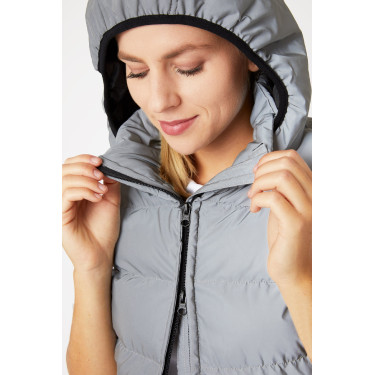 Gewatteerde mouwloze damesbodywarmer Horze reflecterend Reflecterend zilver