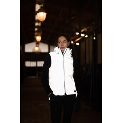 Gewatteerde mouwloze damesbodywarmer Horze reflecterend Reflecterend zilver