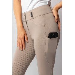 Pantalon d'équitation Horze Evelyn fond intégral femme Taupe simple Beige