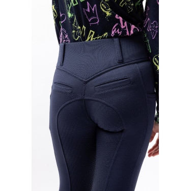 Pantalon d'équitation Horze Mira enfant fond intégral Ouverture Bleu marine