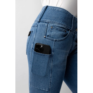 Horze Carolyn denim fullgrip damesrijbroek Licht denim Blauw