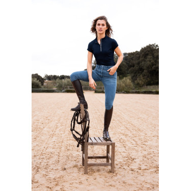 Horze Carolyn denim fullgrip damesrijbroek Licht denim Blauw