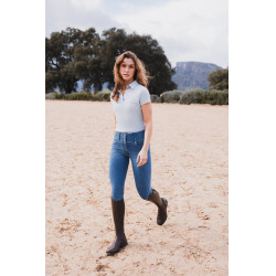 Pantalon Horze Carolyn denim fullgrip femme Denim clair Bleu Pantalon Horze Carolyn denim fullgrip femme Denim clair Bleu