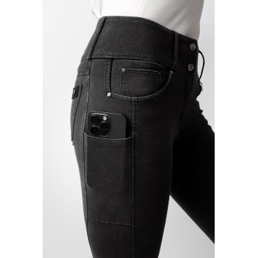 Pantalon Horze Carolyn denim fullgrip femme Noir
