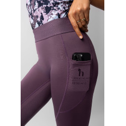 Legging d'équitation Horze Maia fond intégral femme Prune noir Violet